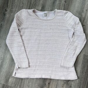 L.L. Bean Pullover Sweater Stripe Contour Long Sleeve Women's Size 1X cream tan
